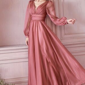 Chic Long Sleeve Pink Gown